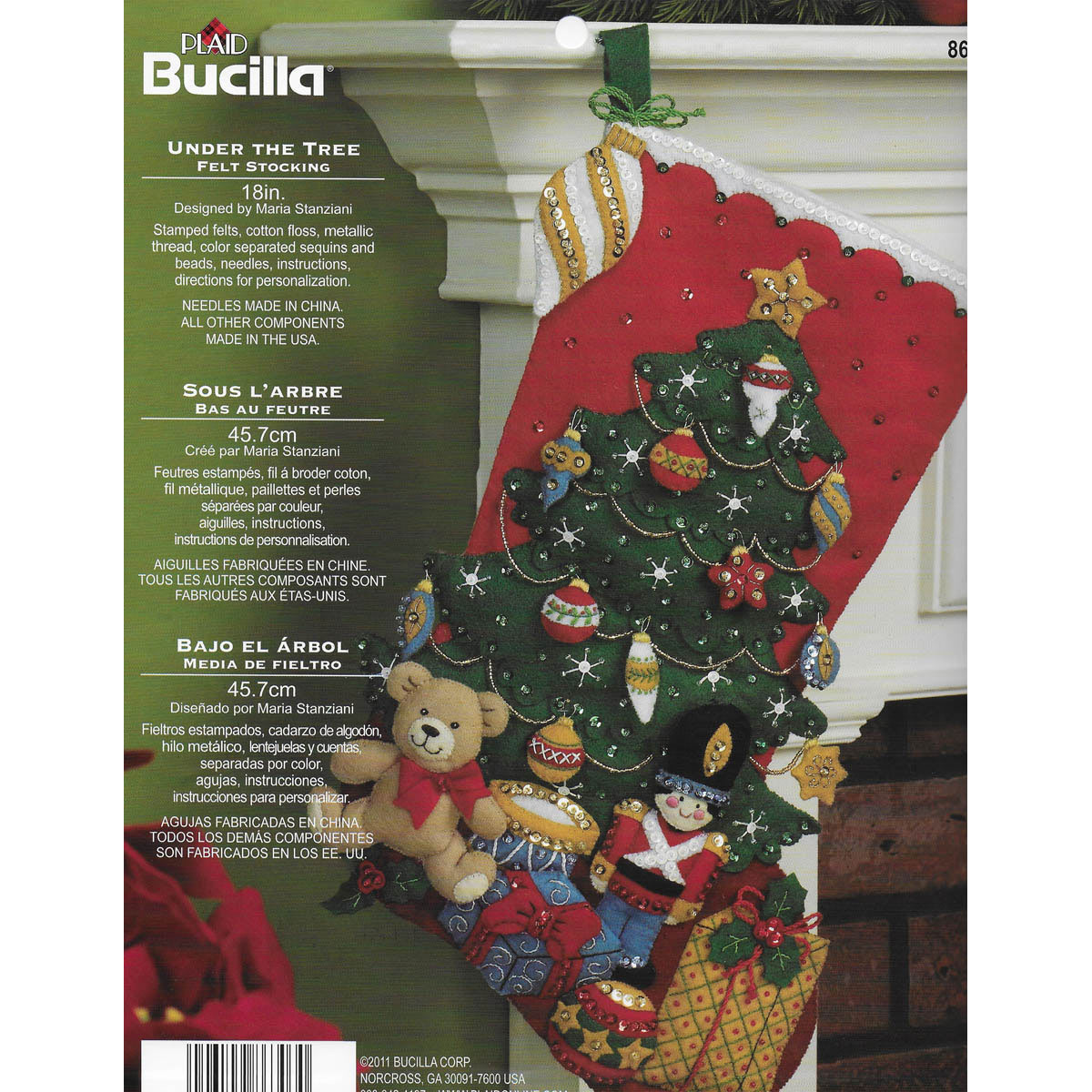 Under The Tree Stocking - Christmas Felt Applique Kit
