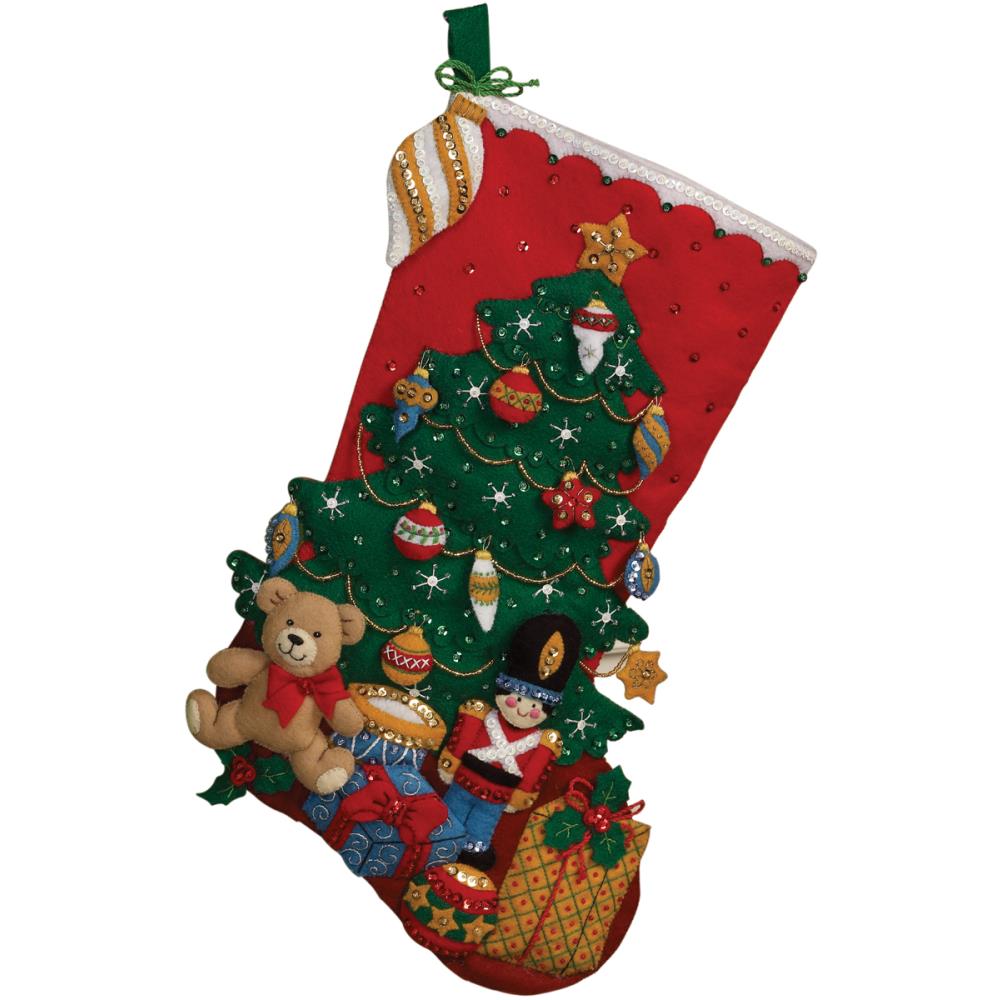 Under The Tree Stocking - Christmas Felt Applique Kit