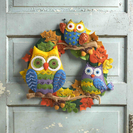 Owls Wreath - Halloween Felt Applique Kit