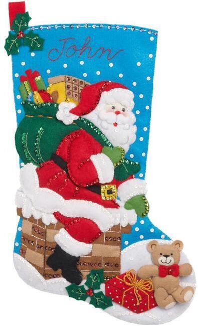 Down the Chimney Christmas Stocking - Felt Applique Kit