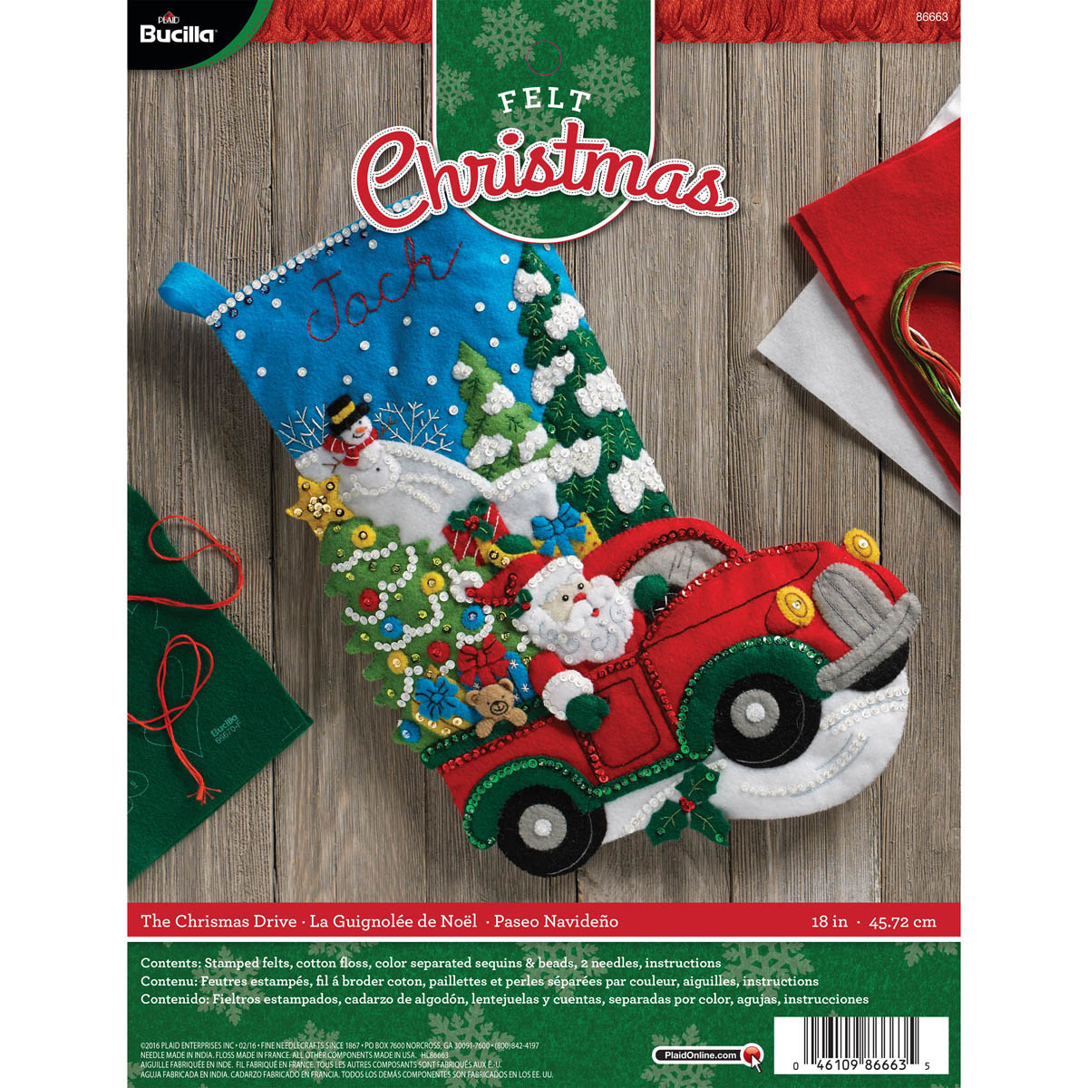 The Christmas Drive Stocking - Felt Applique Kit