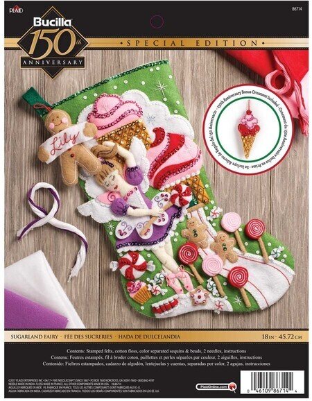 Sugarland Fairy Christmas Stocking Felt Applique Kit
