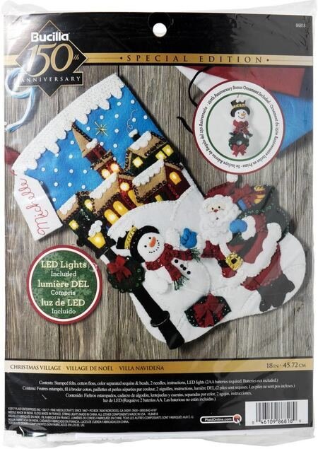 Christmas Village Stocking Felt Applique Kit