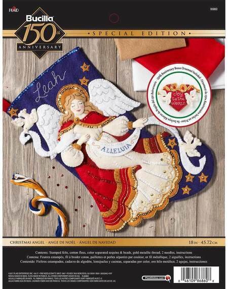 Bucilla Angel Christmas Stocking Felt Applique Kit