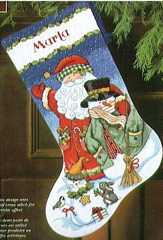 Santa & Snowman Stocking - Cross Stitch Kit