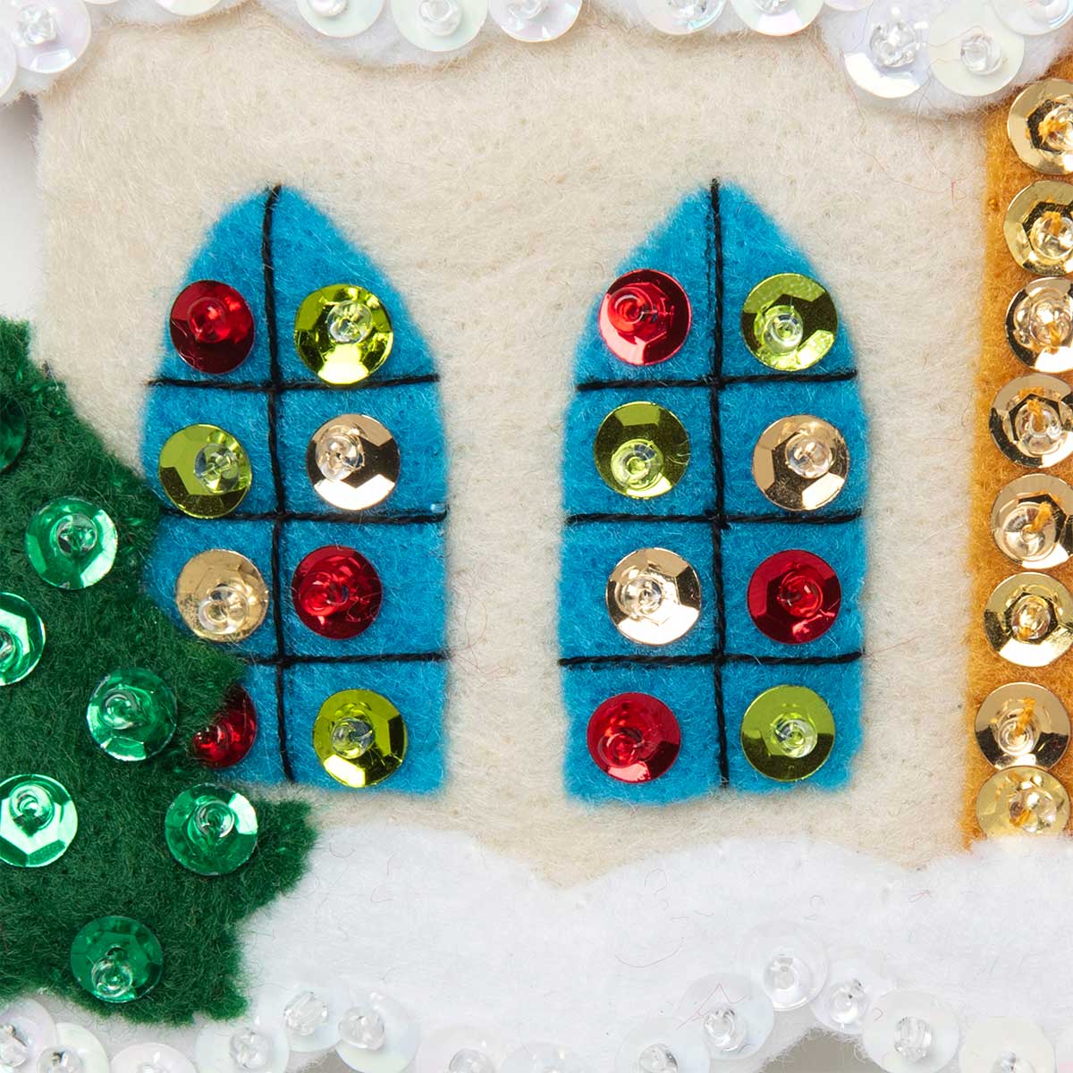 Winter Village Christmas Ornaments - Felt Applique Kit