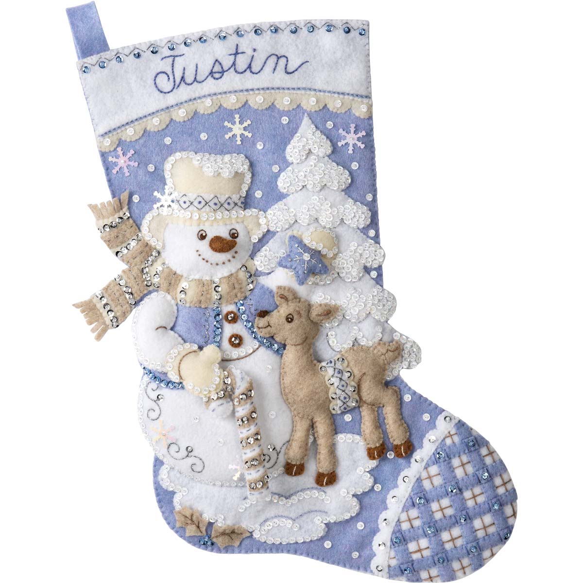 Snowman's Winter Christmas Stocking - Felt Applique Kit