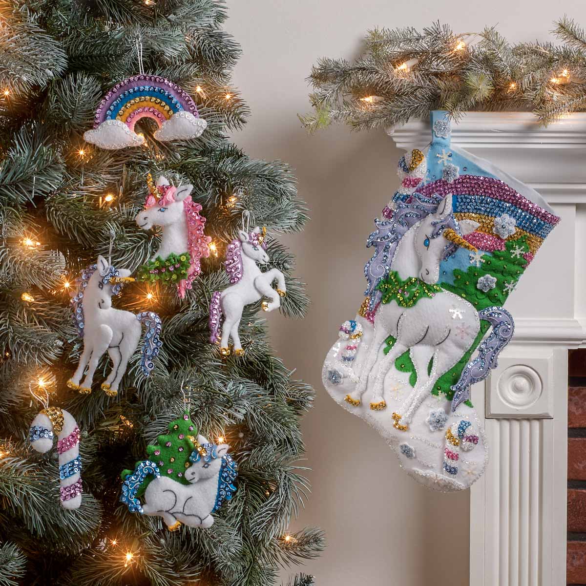 Santa's Unicorn Christmas Stocking - Felt Applique Kit