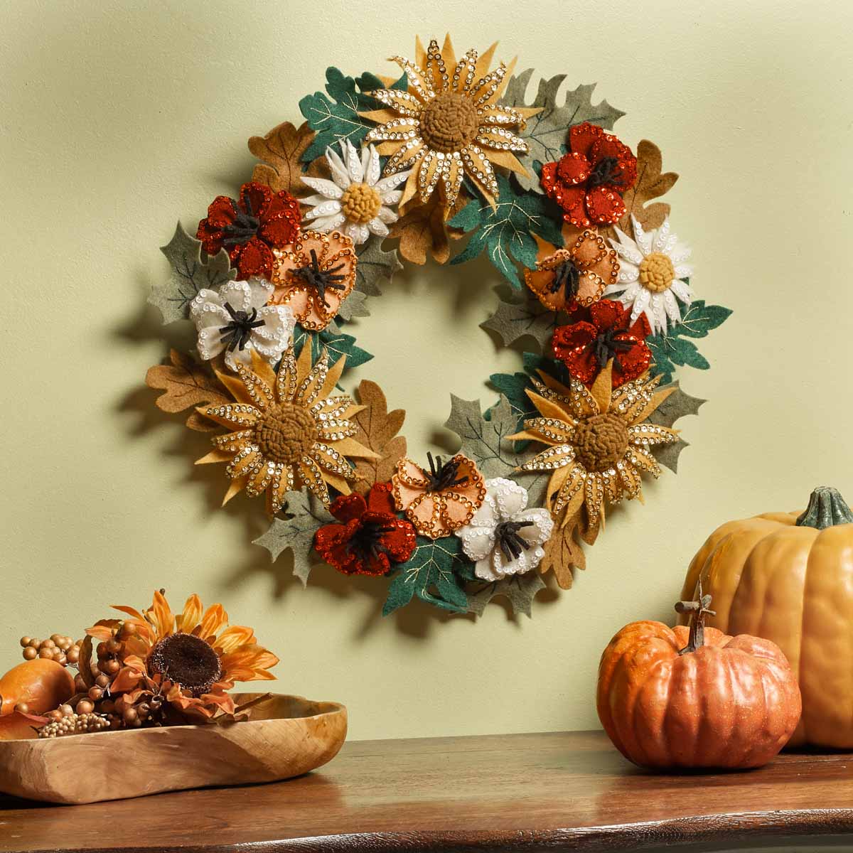 Floral Fall Wreath - Felt Applique Kit