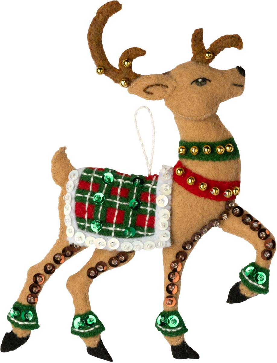 Festive Reindeer Christmas Ornaments - Felt Applique Kit
