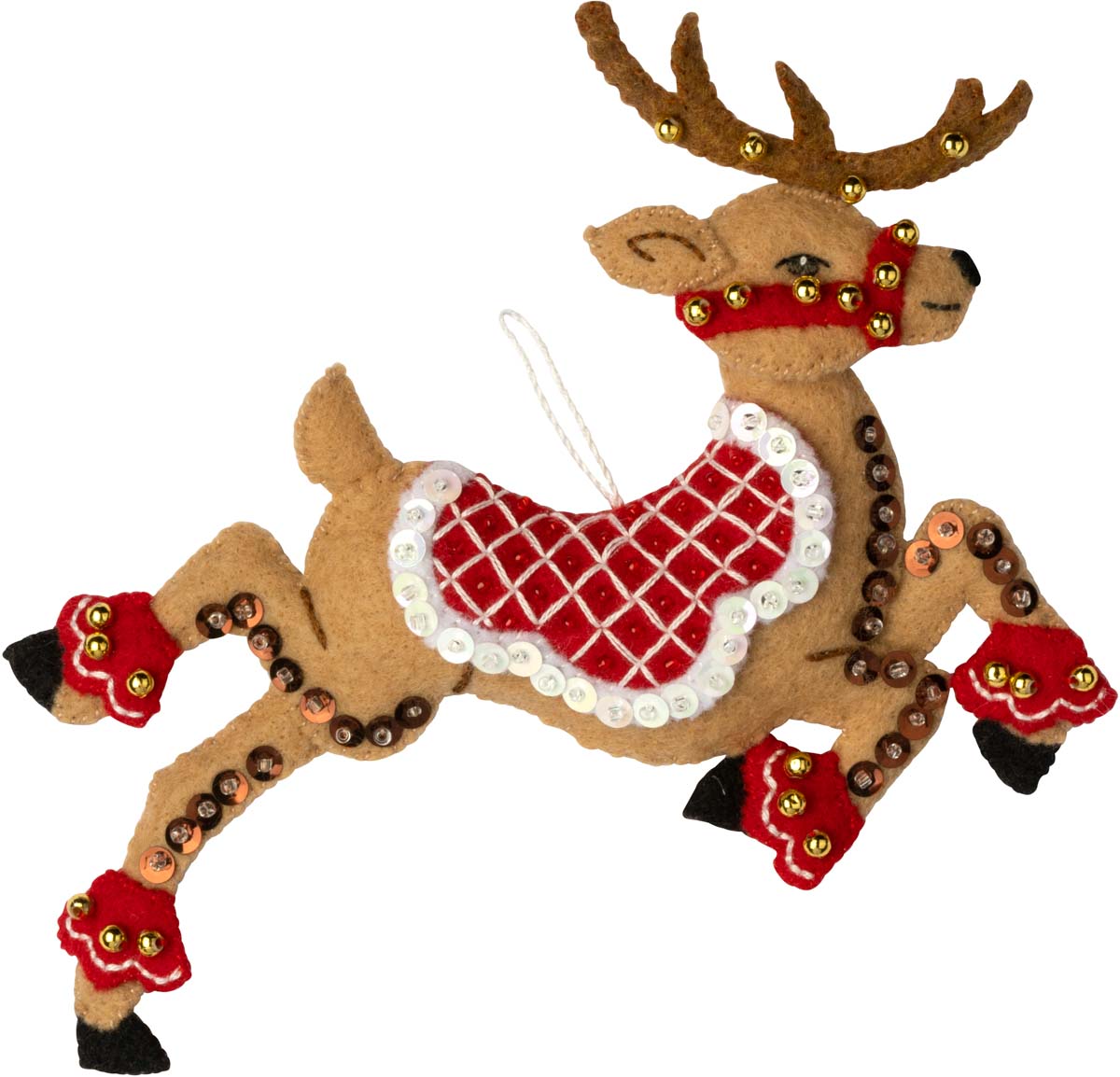 Festive Reindeer Christmas Ornaments - Felt Applique Kit