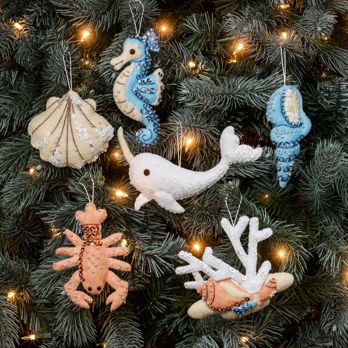 Seashore Santa Christmas Ornaments - Felt Applique Kit