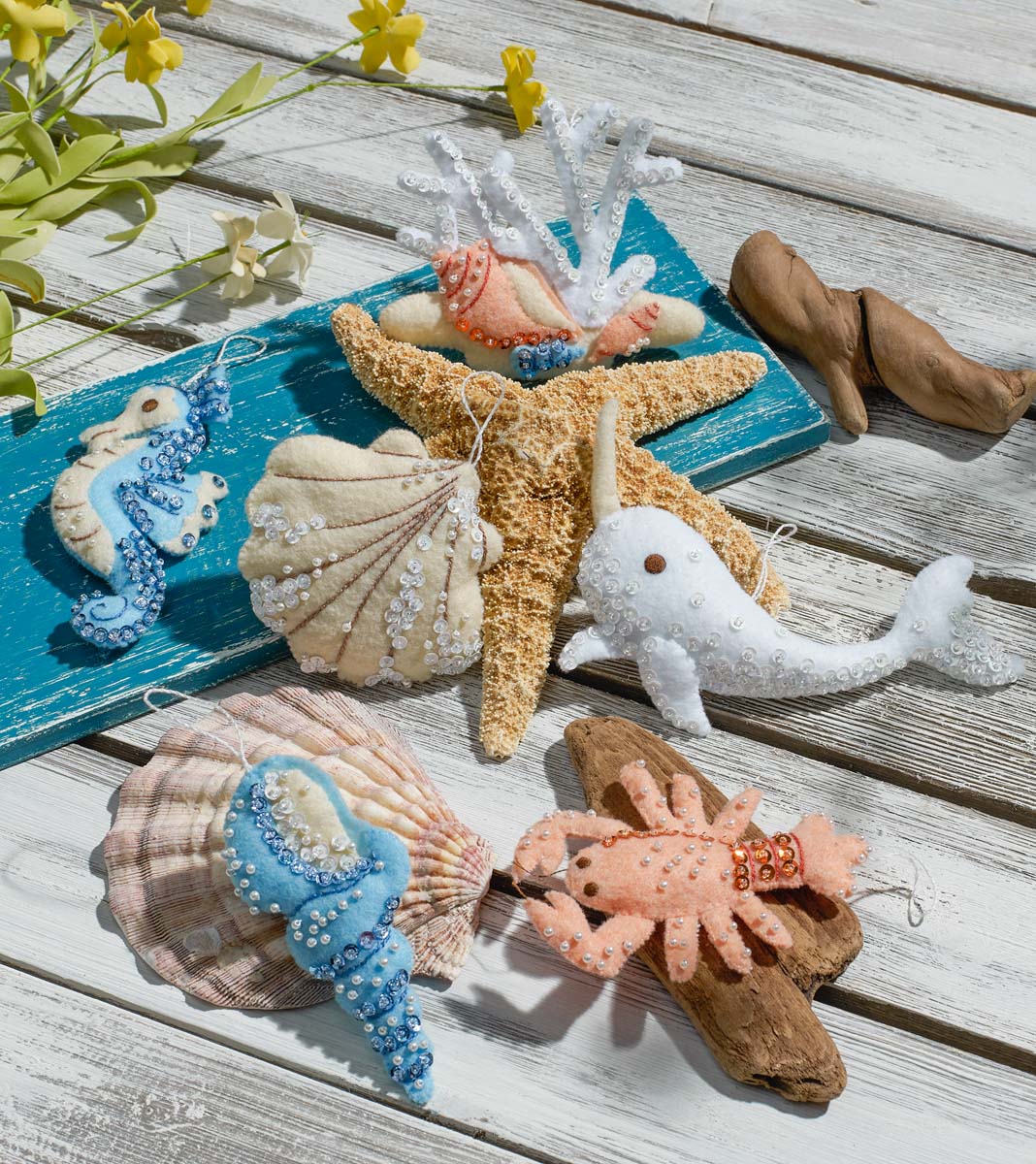 Seashore Santa Christmas Ornaments - Felt Applique Kit