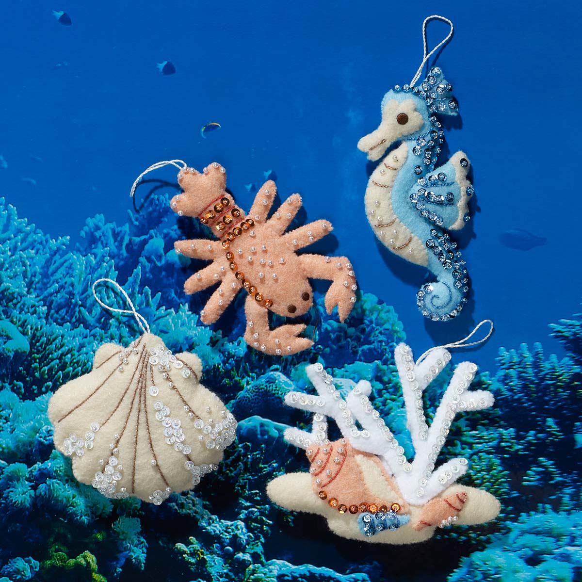 Seashore Santa Christmas Ornaments - Felt Applique Kit