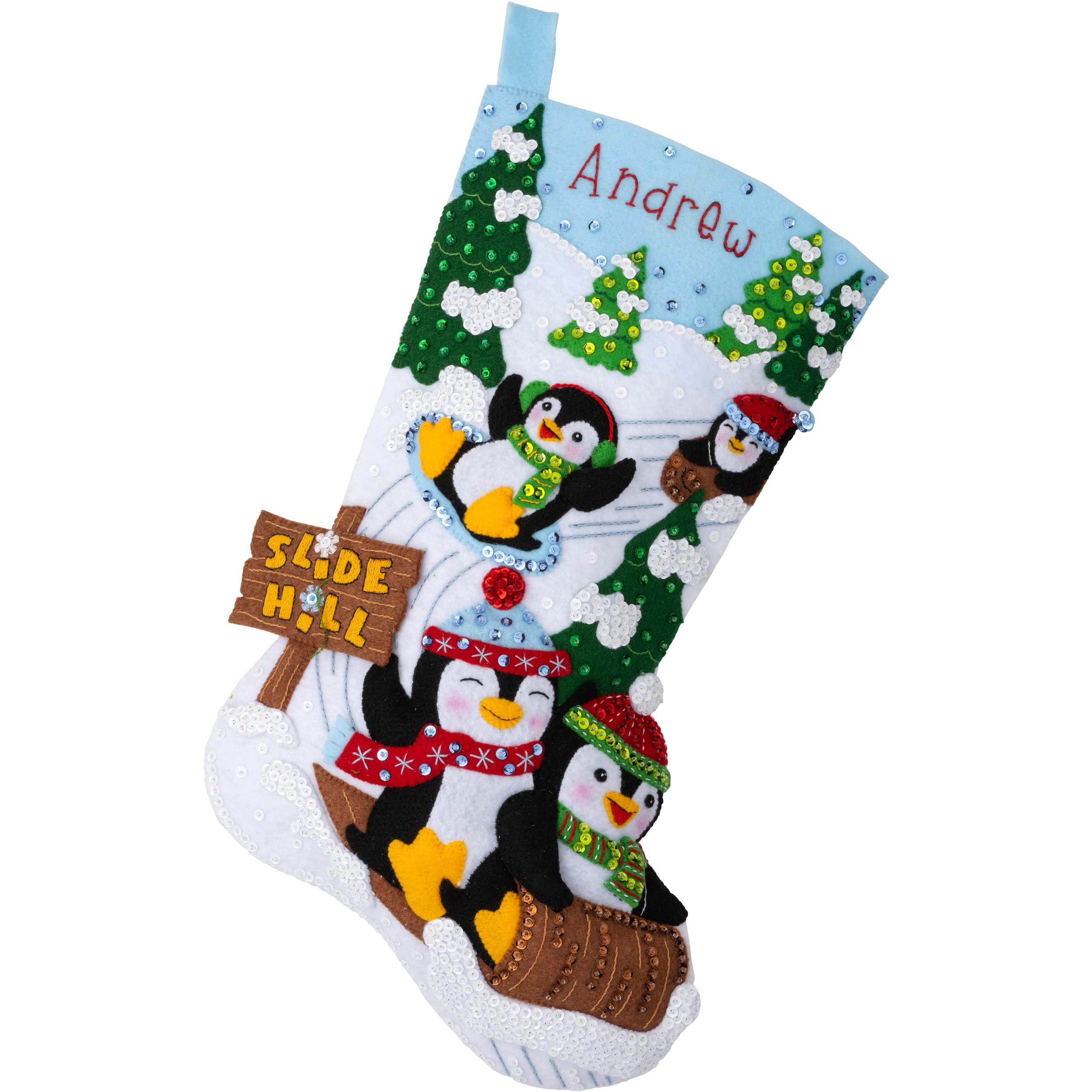 Penguins at Play - Christmas Stocking - Felt Applique Kit