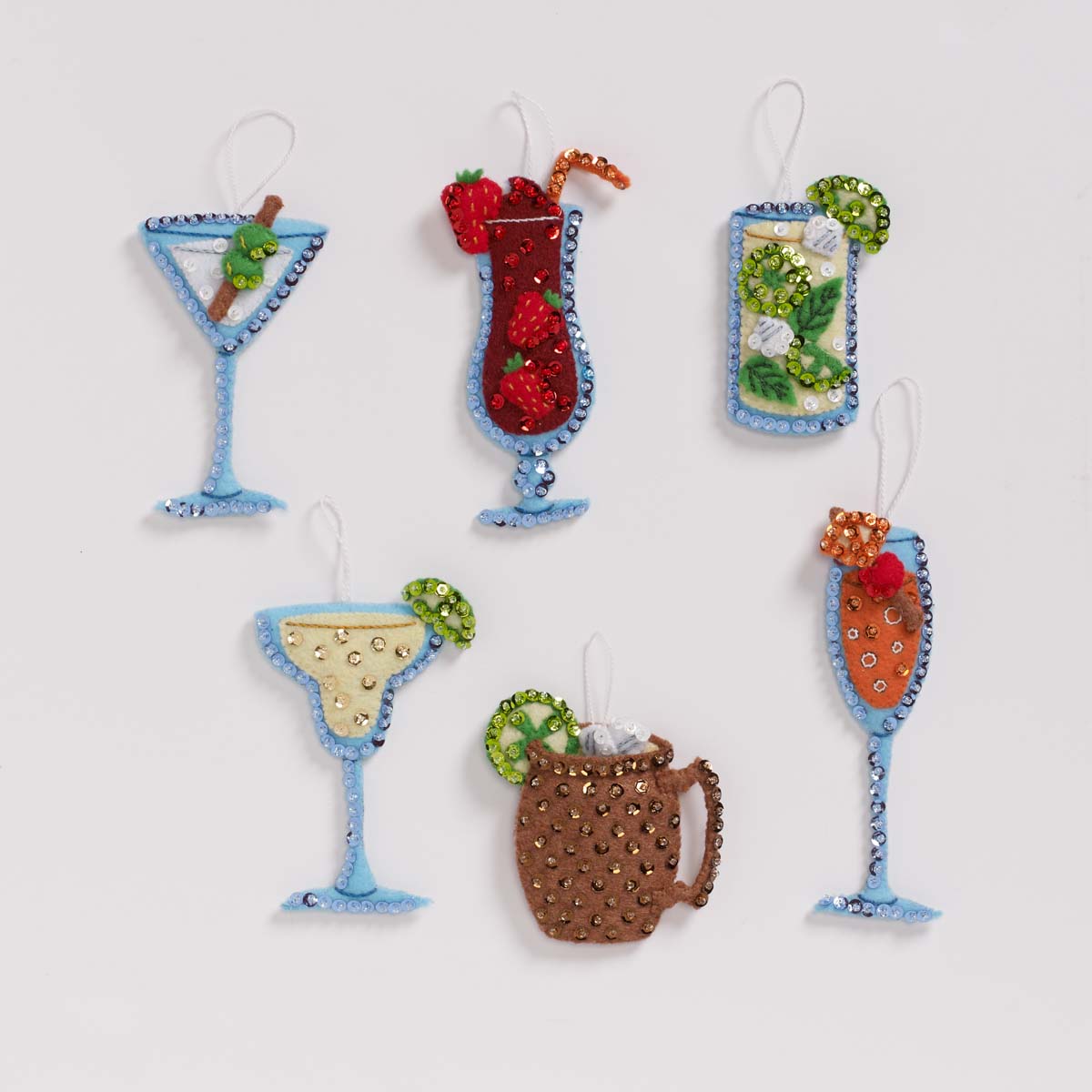 Happy Hour Christmas Ornaments - Felt Applique Kit