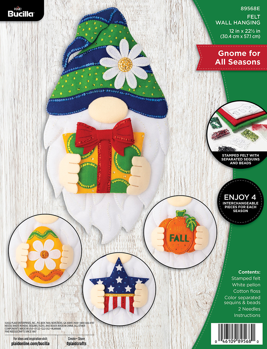 Gnome For All Seasons - Wall Hanging - Felt Applique Kit