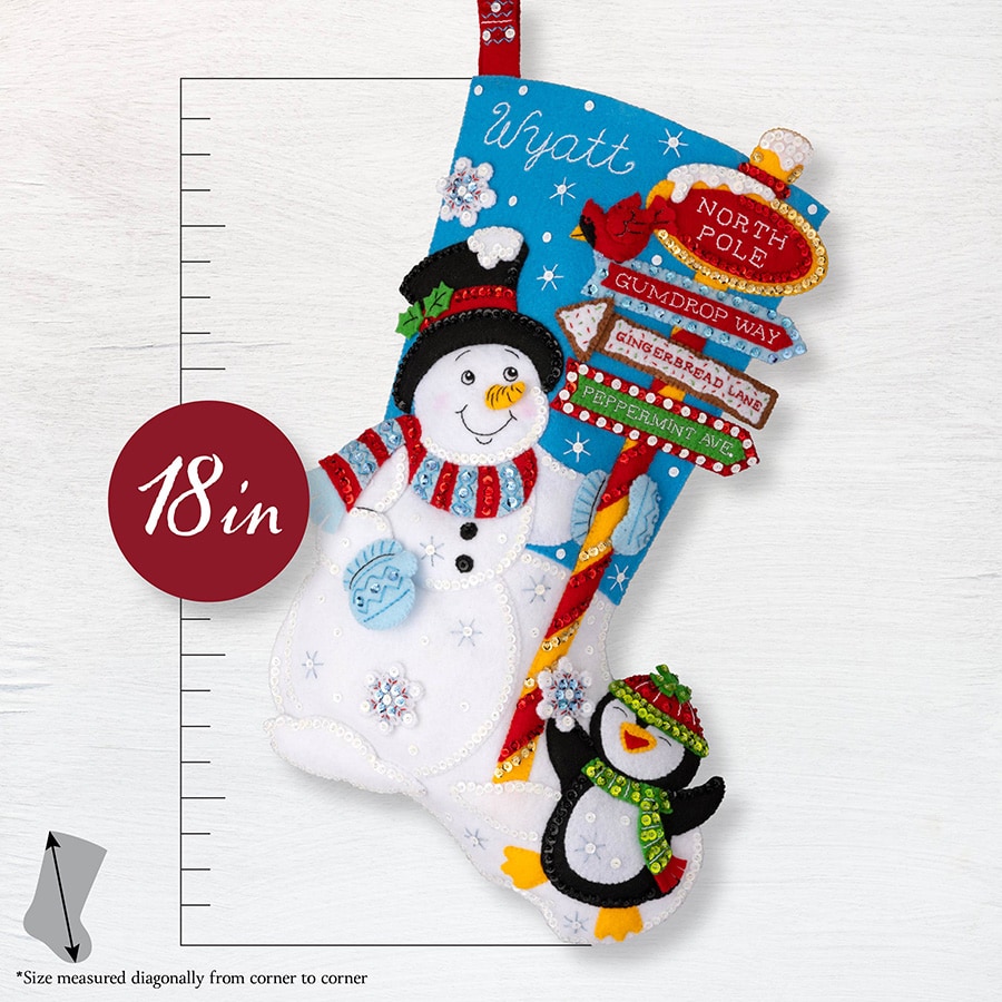 Destination North Pole - Christmas Stocking - Felt Applique 
