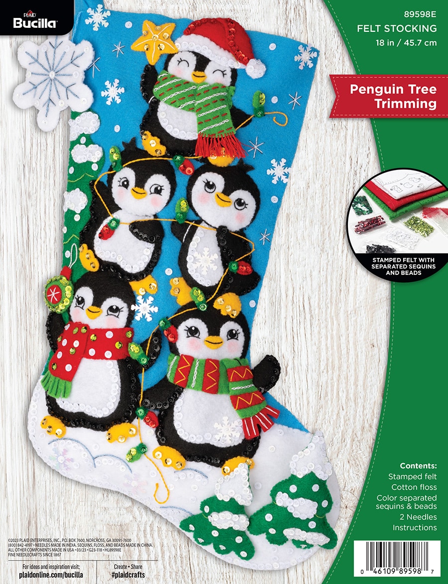 Penguin Tree Trimming - Felt Applique Kit