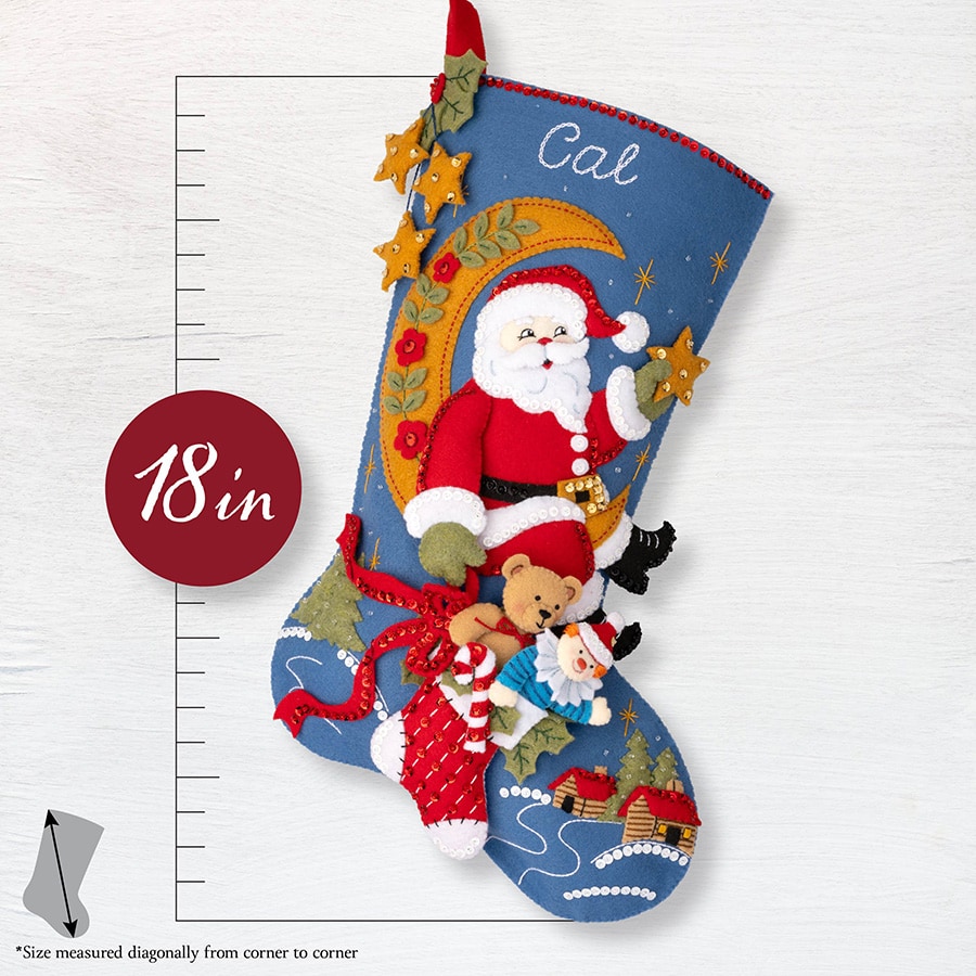 Moonlight Santa - Christmas Felt Applique Kit