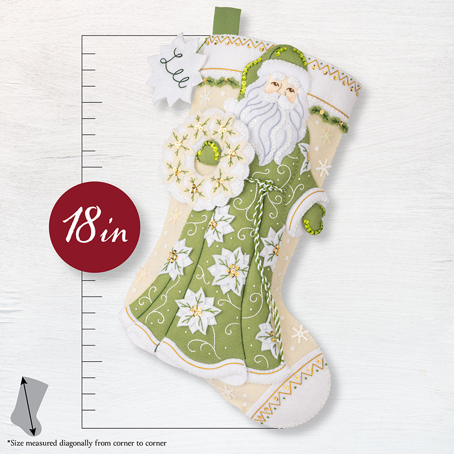 White Poinsettia - Stocking - Felt Applique Kit