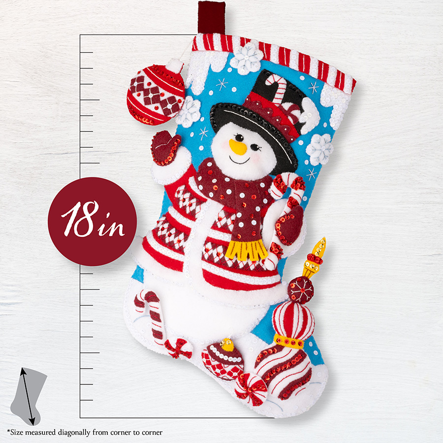 Peppermint Snowman - Stocking - Felt Applique Kit