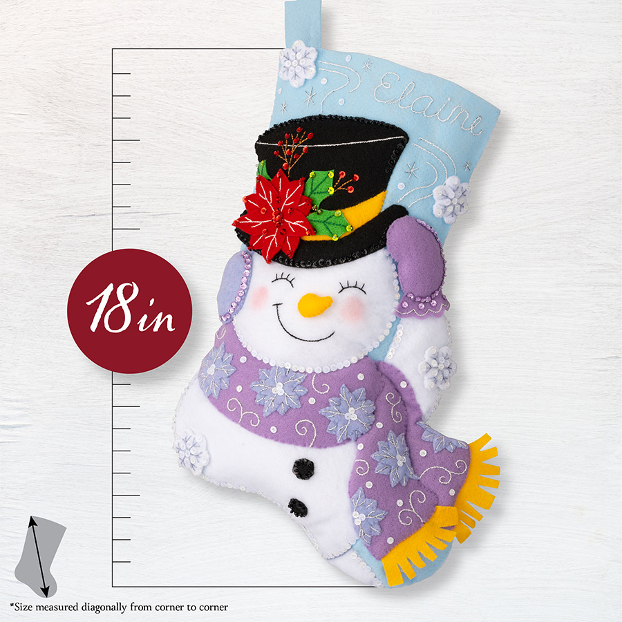 Jolly Top Hat Snowman - Stocking - Felt Applique Kit