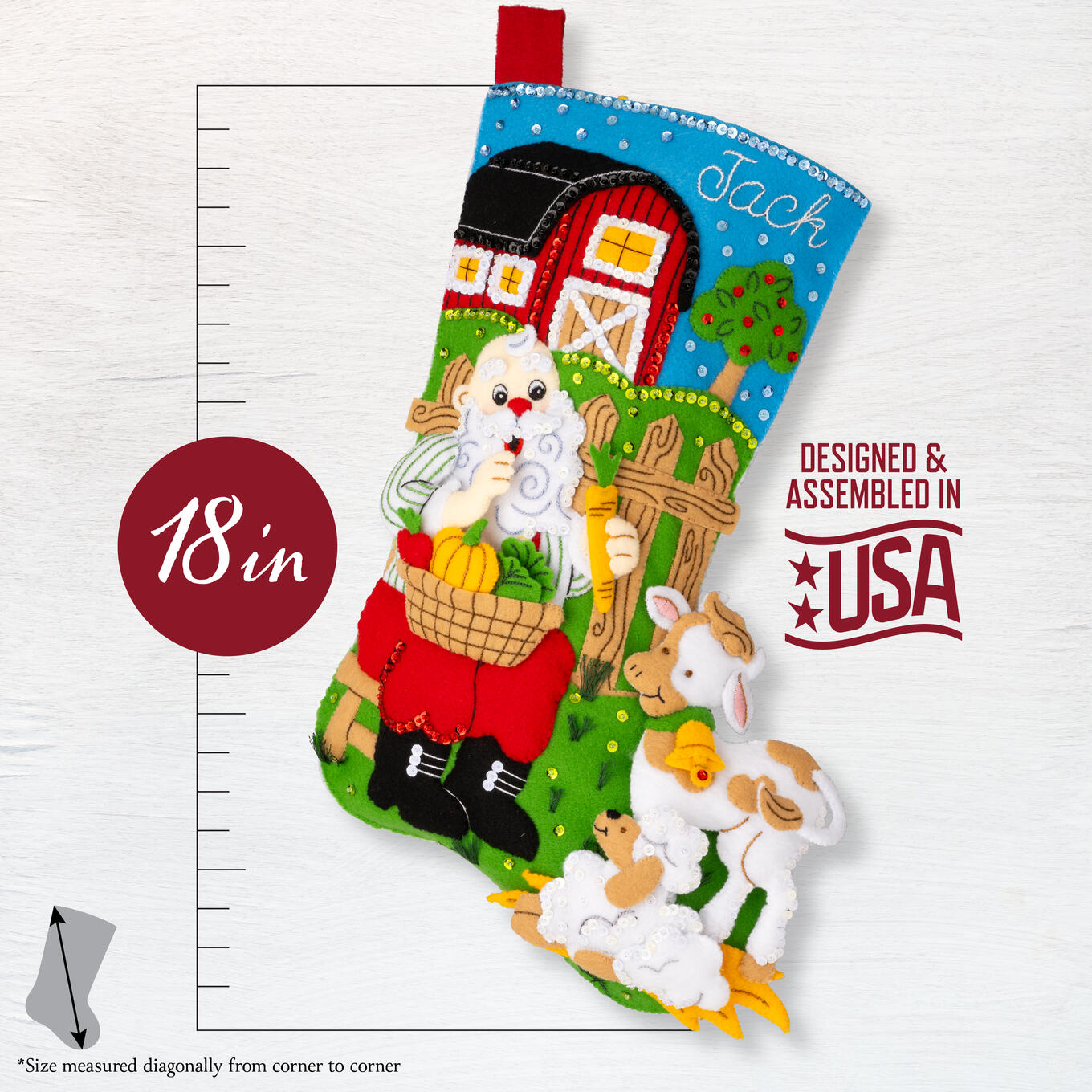 Harvest Time Santa - Christmas Stocking Felt Applique Kit
