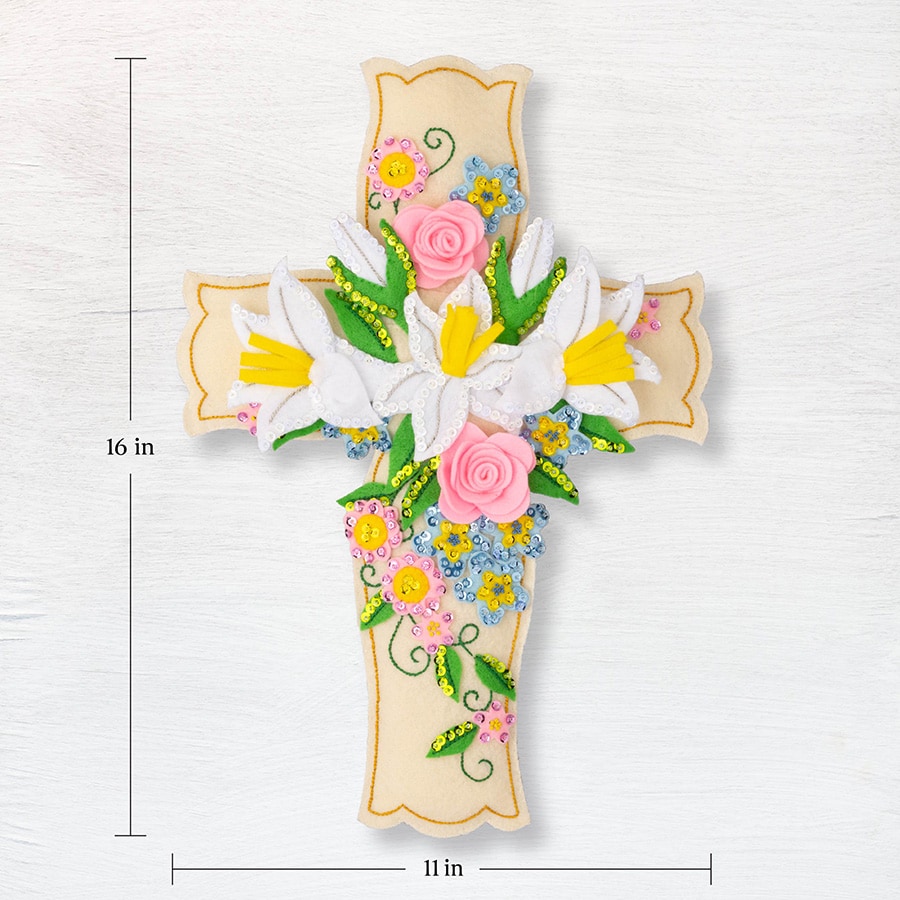 Floral Cross - Wall Hanging - Felt Applique Kit