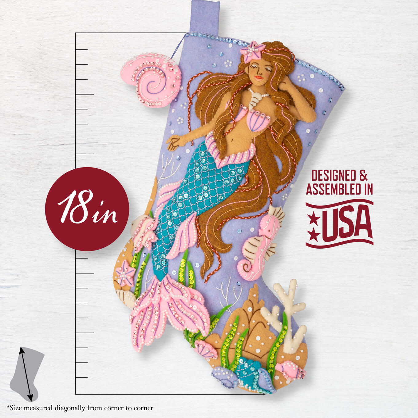 Mystical Mermaid - Christmas Stocking Felt Applique Kit