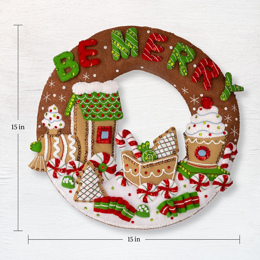 Gingerbread Express - Wreath Kit - Felt Applique Kit