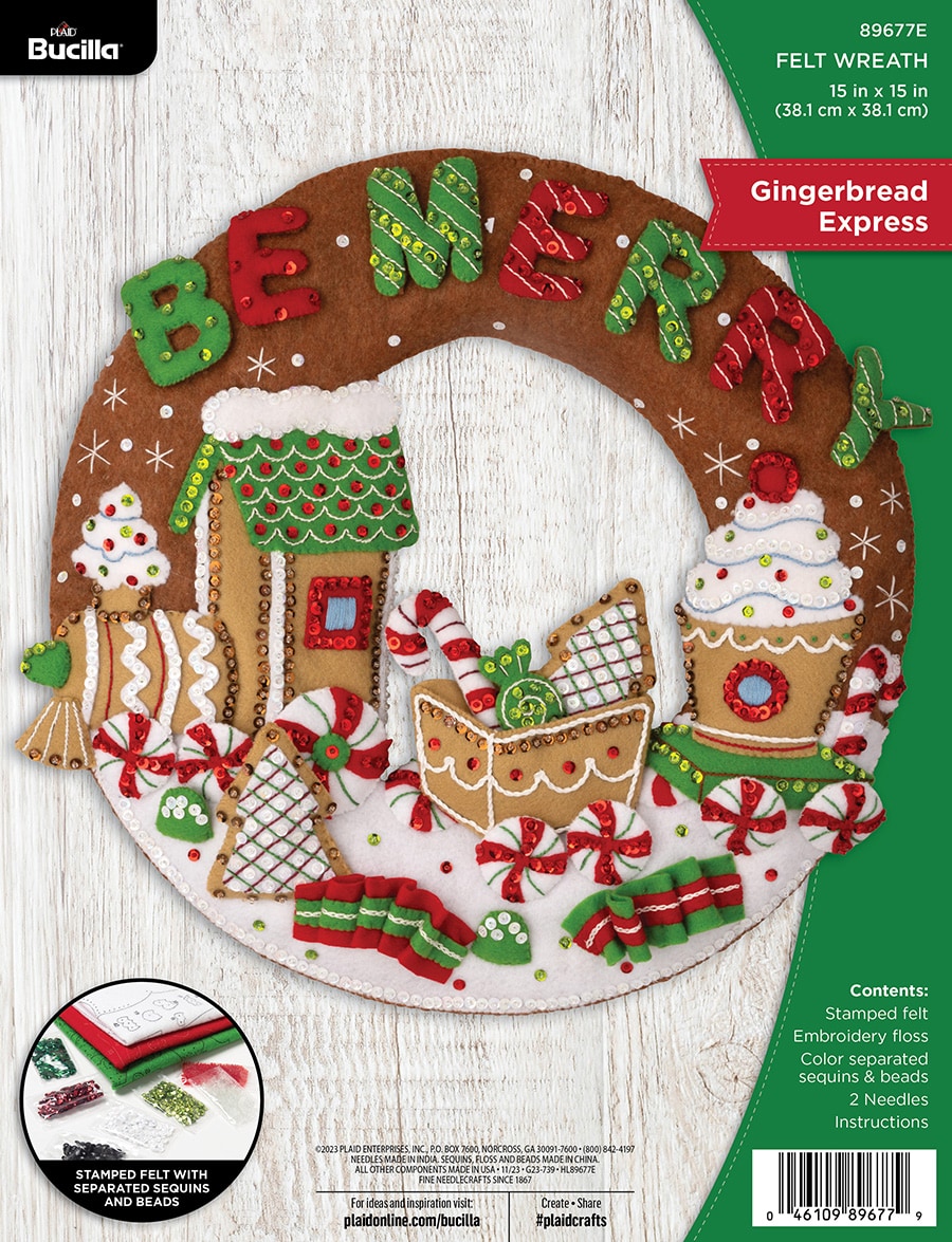 Gingerbread Express - Wreath Kit - Felt Applique Kit