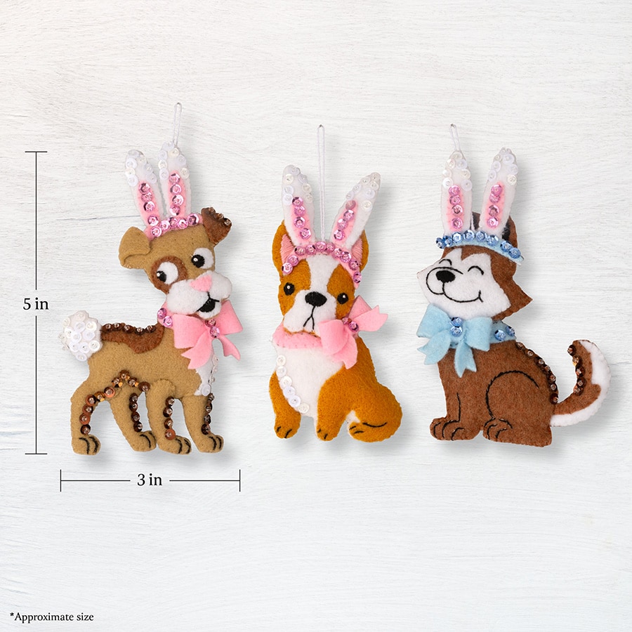 Bunny Puppies - Ornament - Felt Applique Kit