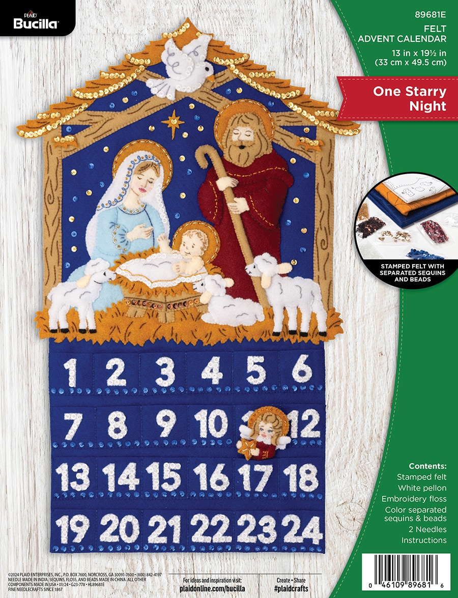 One Starry Night - Advent Calendar - Felt Applique Kit