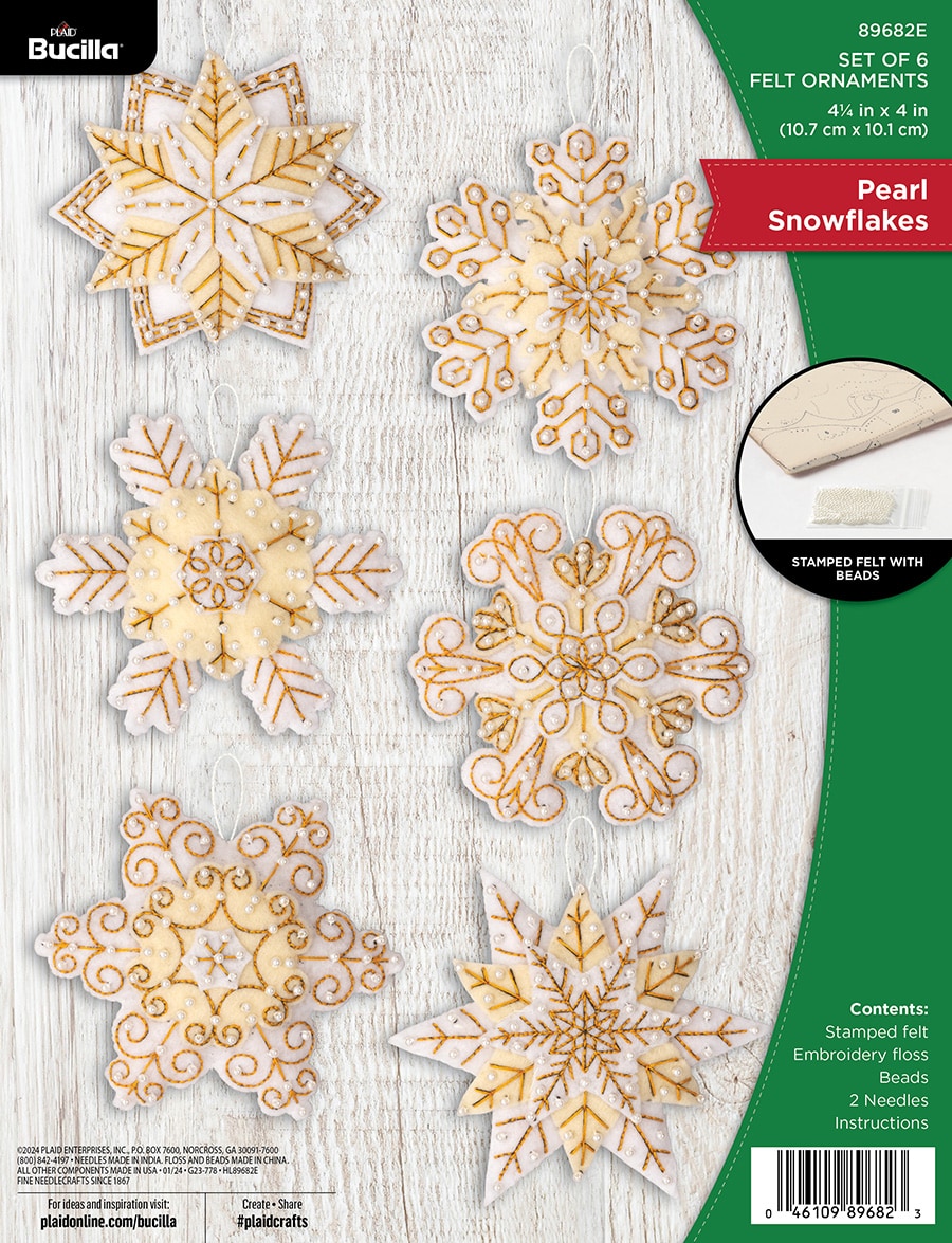 Pearl Snowflakes - Ornament - Felt Applique Kit