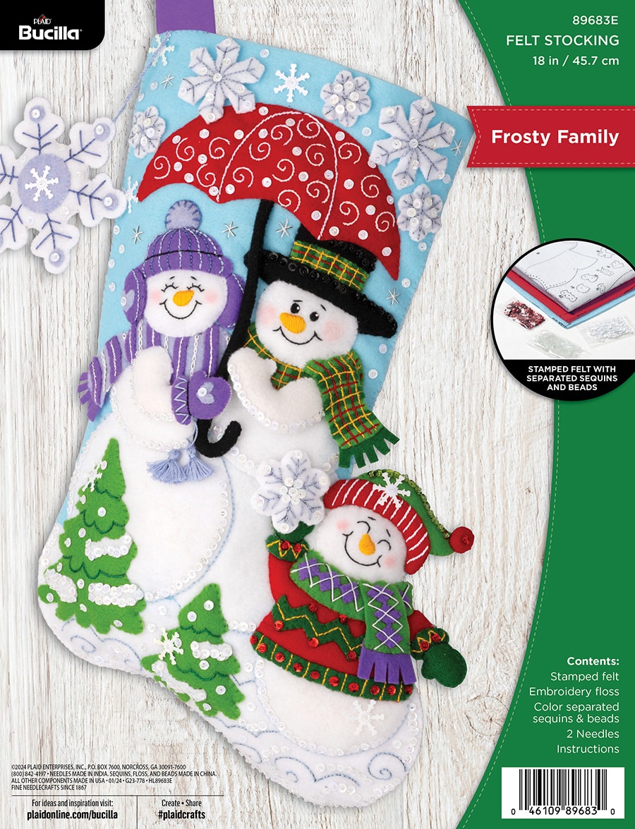 Frosty Family - Stocking - Felt Applique Kit