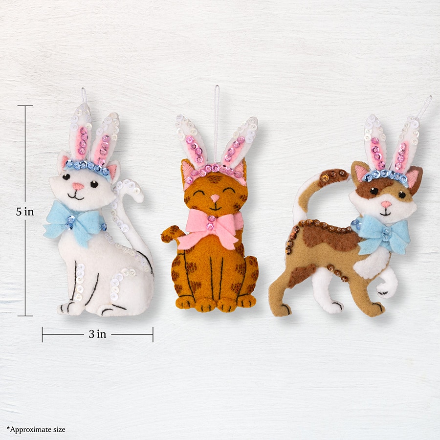 Bunny Kitties - Ornament - Felt Applique Kit