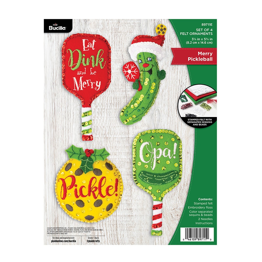 Merry Pickleball - Christmas Ornament - Felt Applique Kit