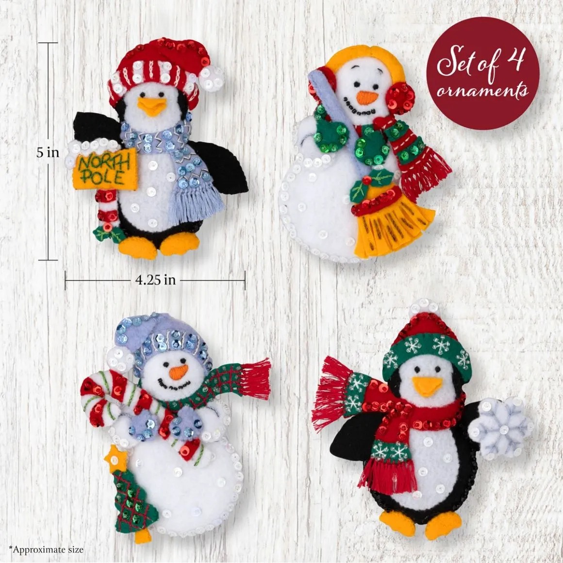 Polar Pal Parade Ornaments - Christmas Felt Applique Kit