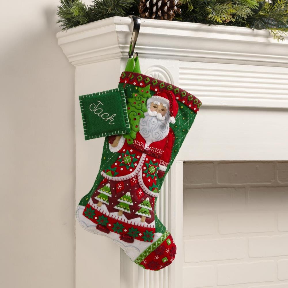 Santa's Quilted Delight- Christmas Stocking Applique Kit