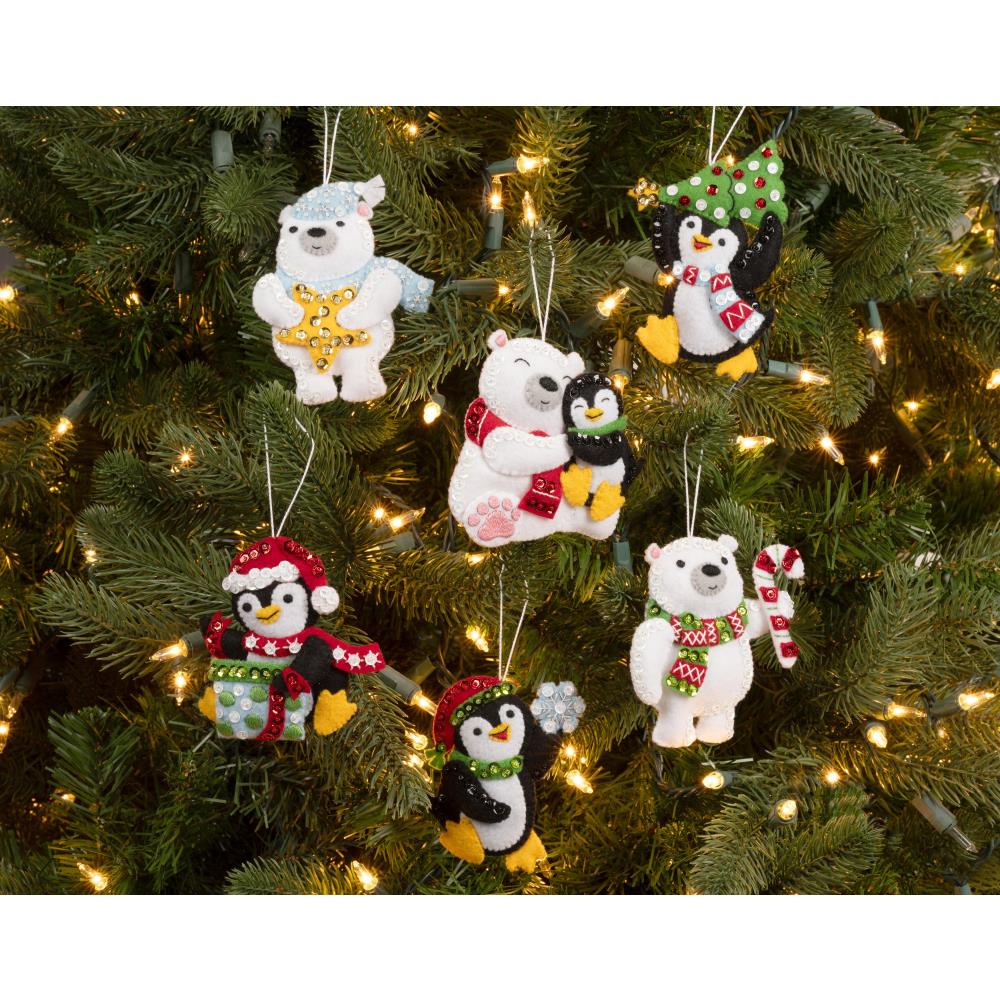Polar Pals Ornaments - Christmas Felt Applique Kit
