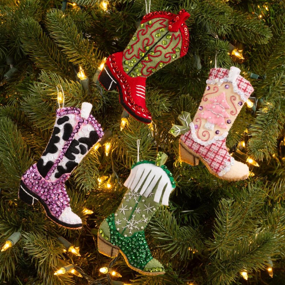 Boots And Bling - Christmas Ornament Felt Applique Kit