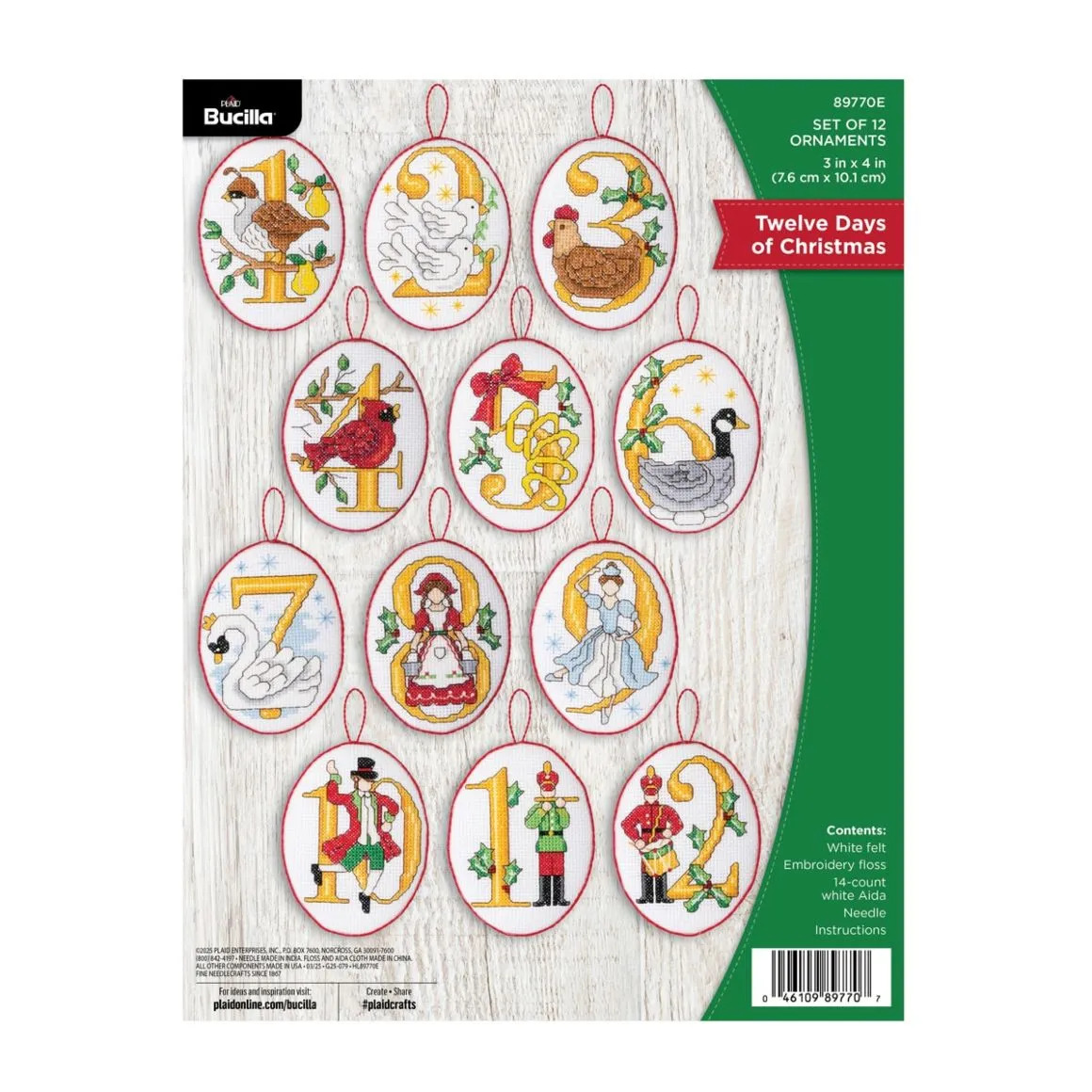 12 Days of Christmas Ornaments - Felt Applique Kit
