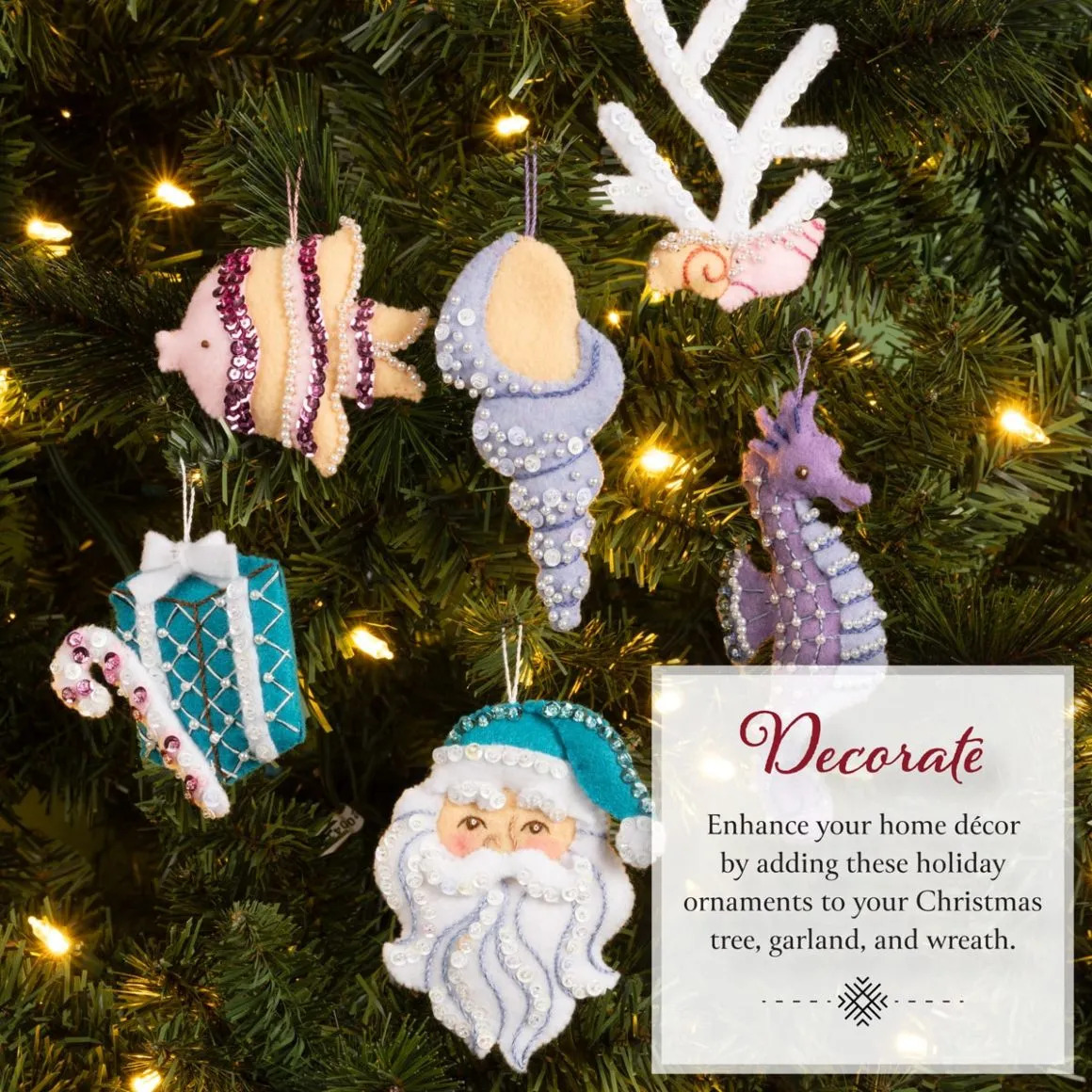Santa's Sea Life - Christmas Ornaments Applique Kit