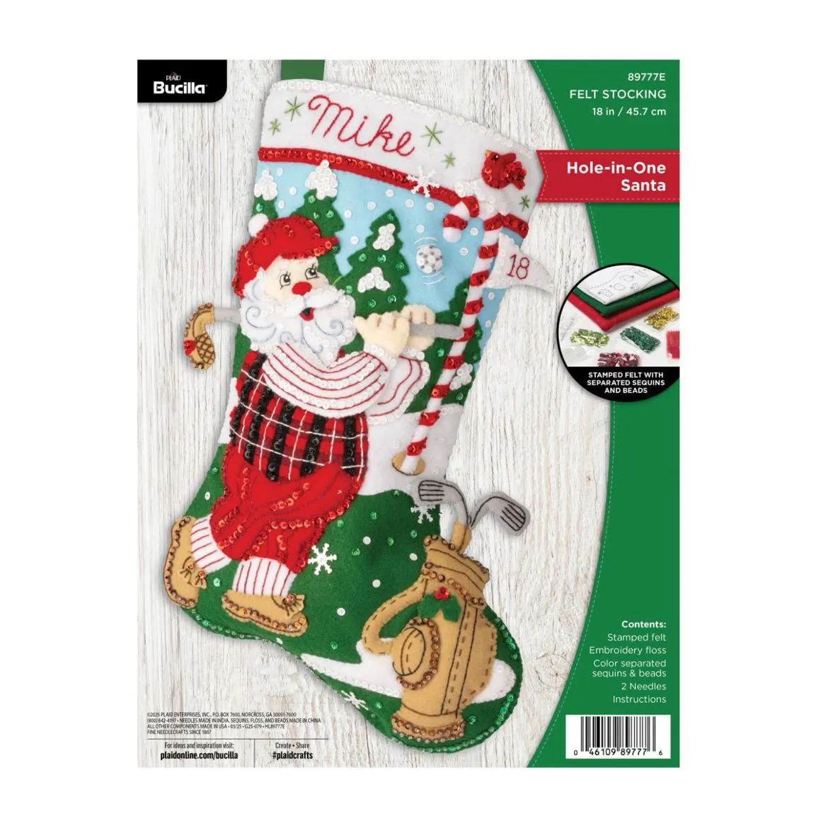 Hole-In-One Santa - Felt Christmas Stocking Applique Kit