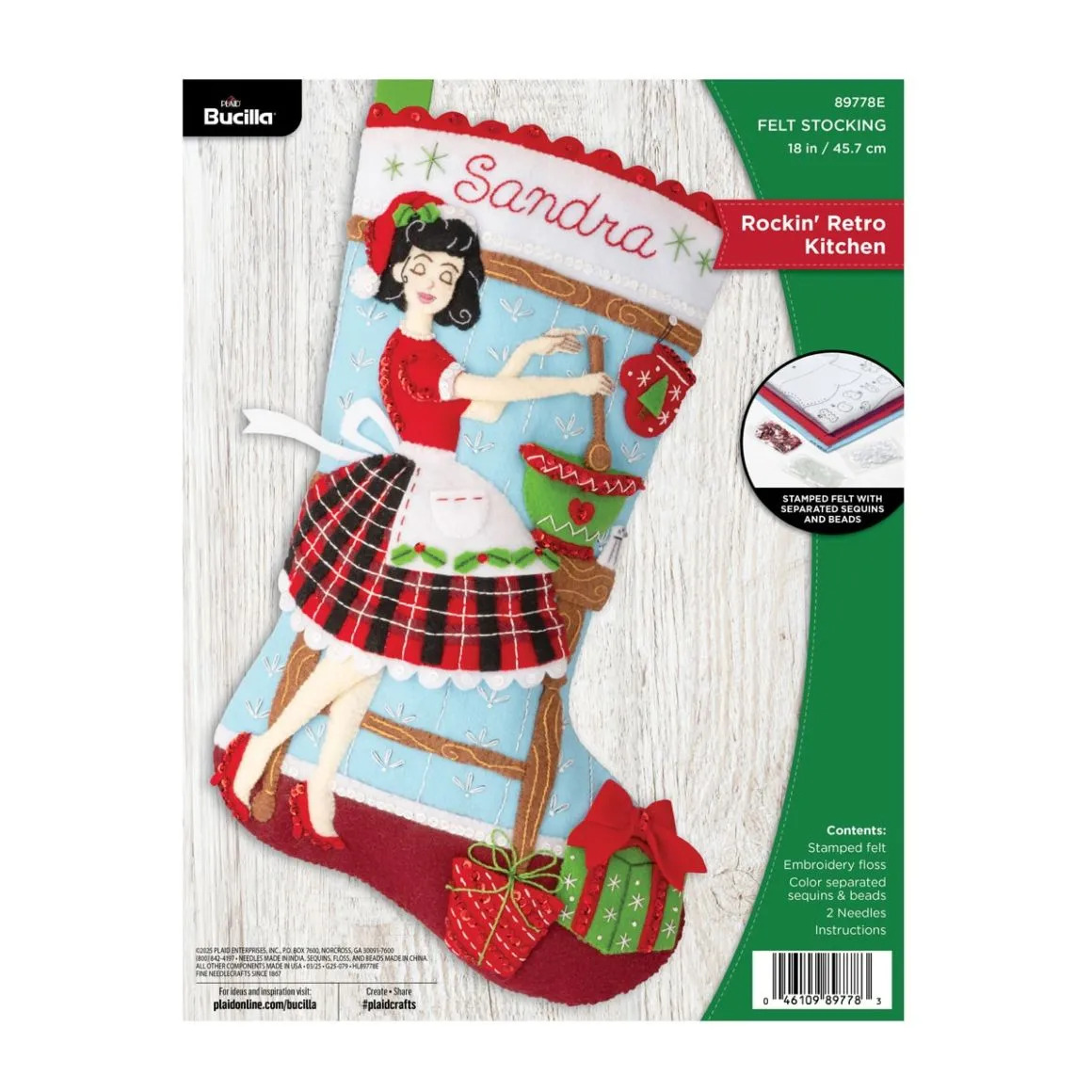 Rockin' Retro Kitchen - Christmas Stocking Felt Applique Kit