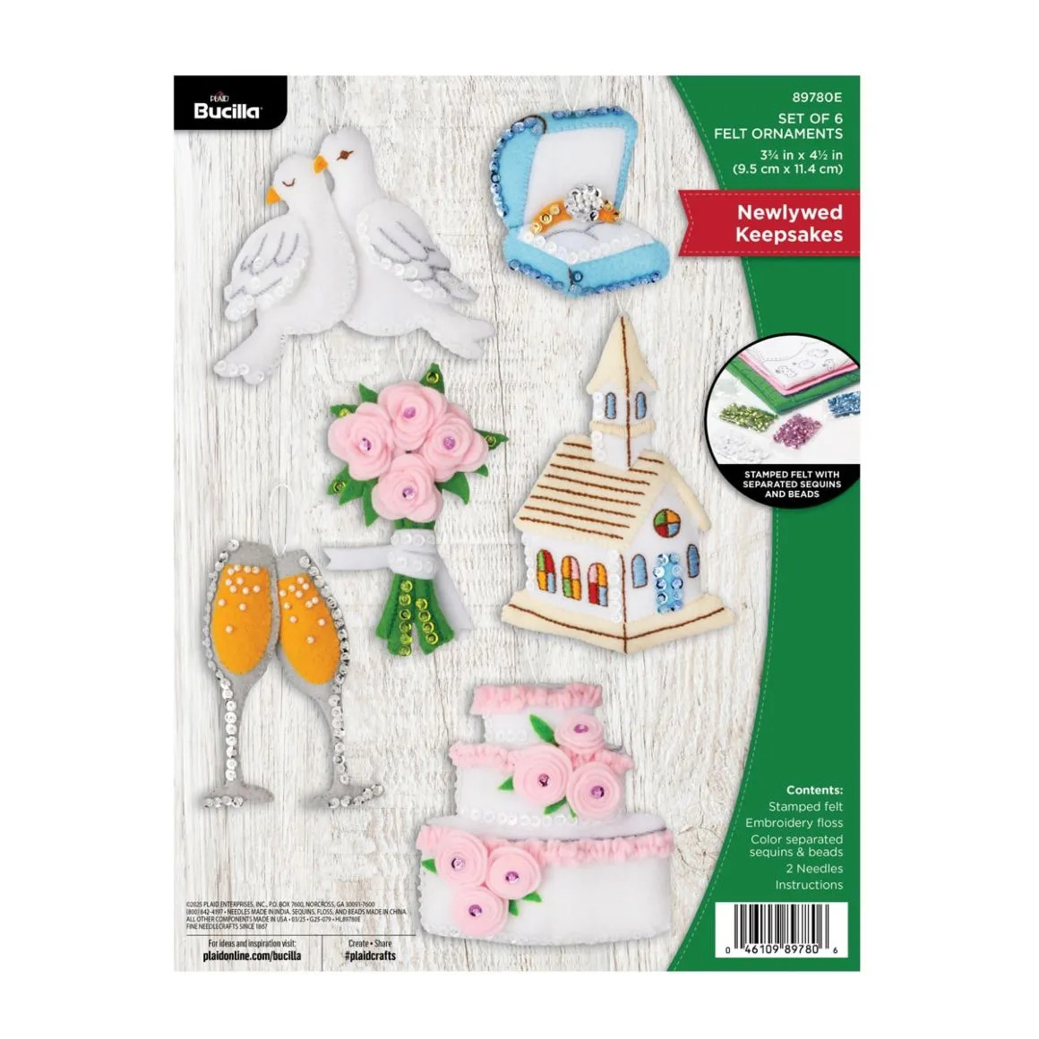 Newlywed Keepsake Ornaments - Felt Christmas Applique Kit