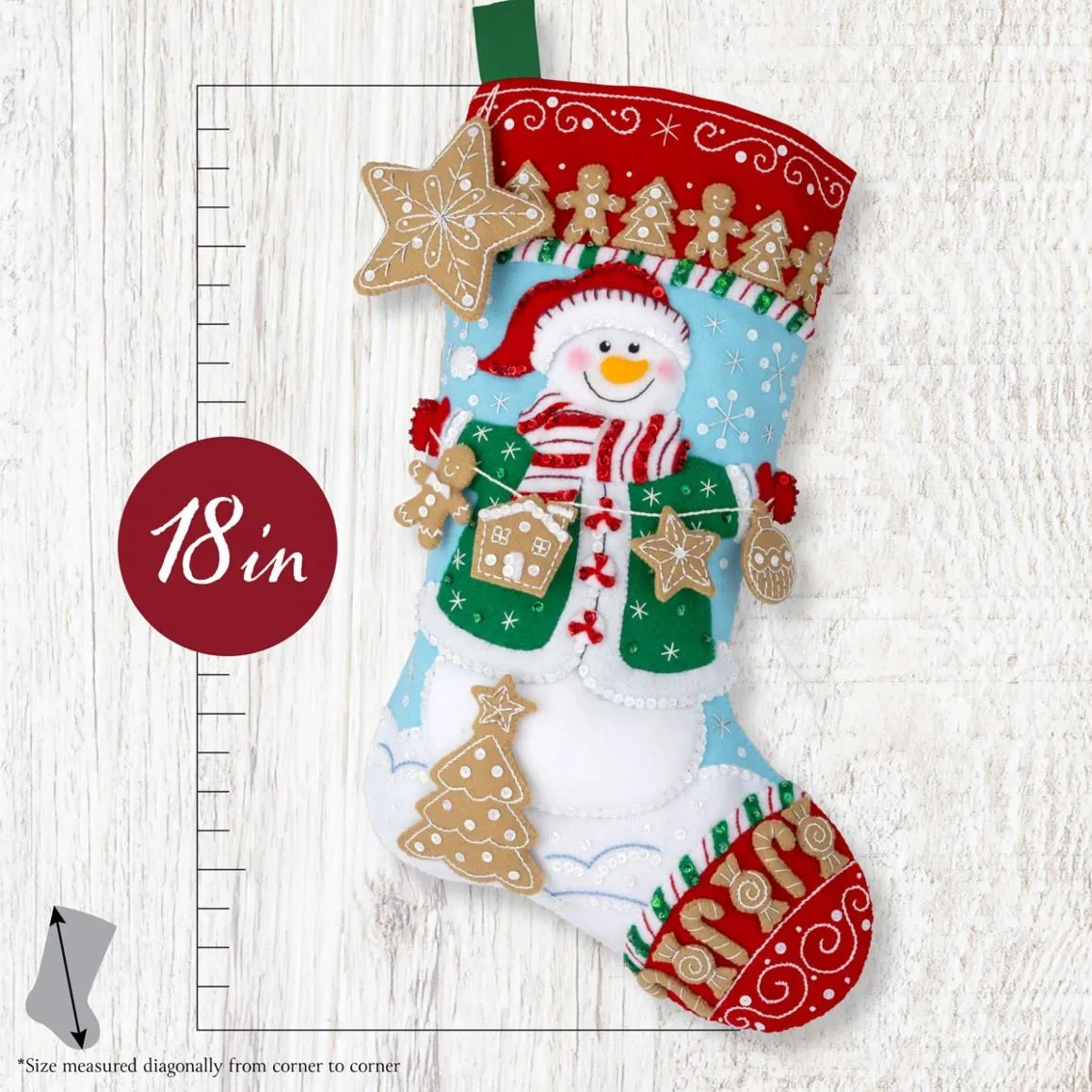 Jolly Gingerbread Snowman - Christmas Stocking Applique Kit