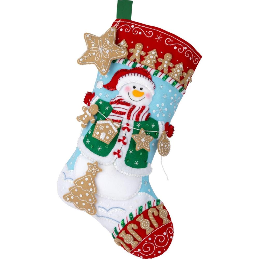 Jolly Gingerbread Snowman - Christmas Stocking Applique Kit