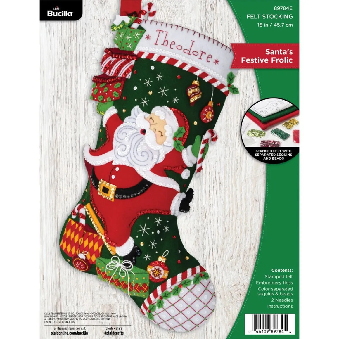 Santa's Festive Frolic - Christmas Stocking Applique Kit